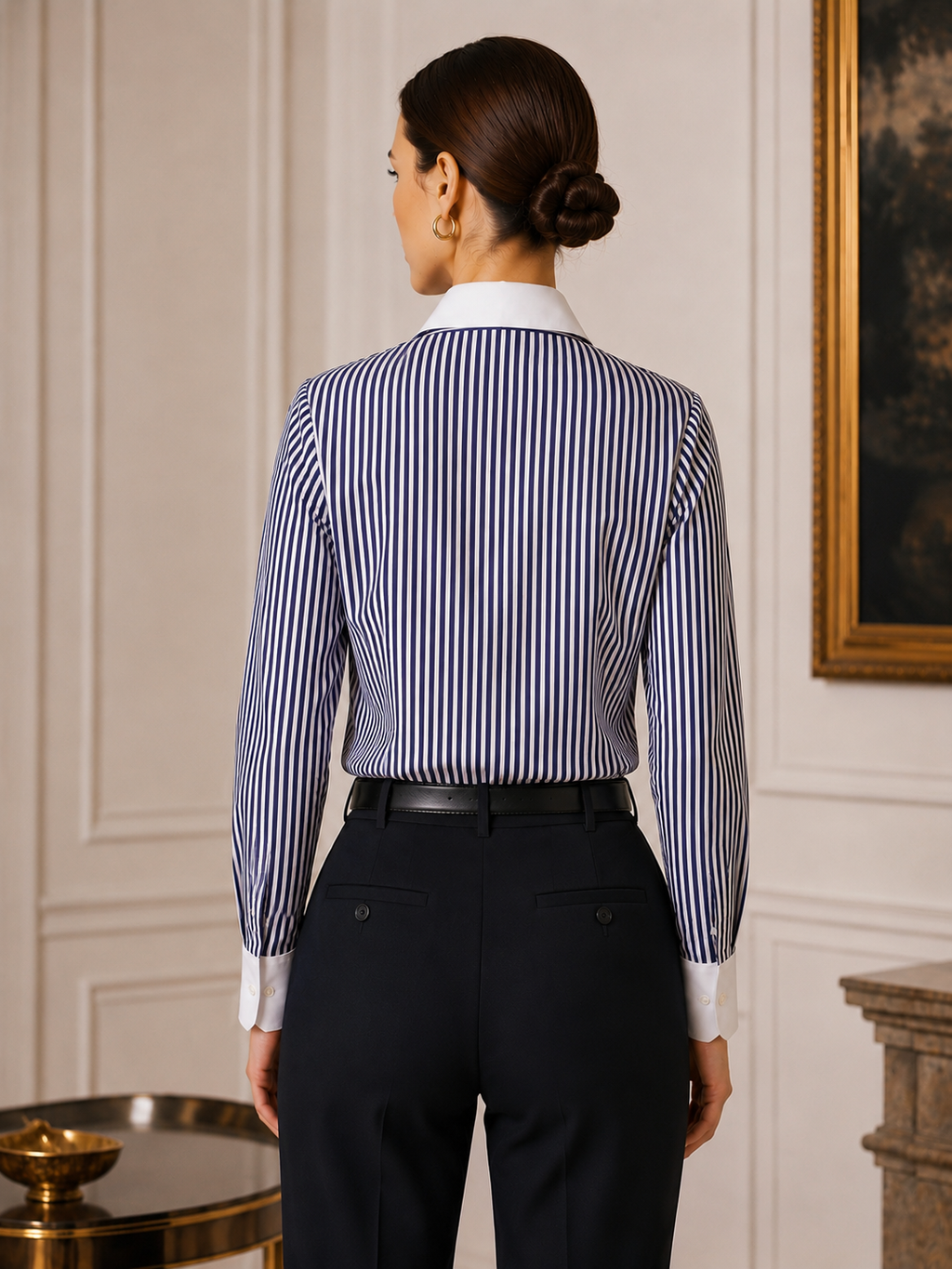 Szabivká gestreifte Baumwollbluse - blau