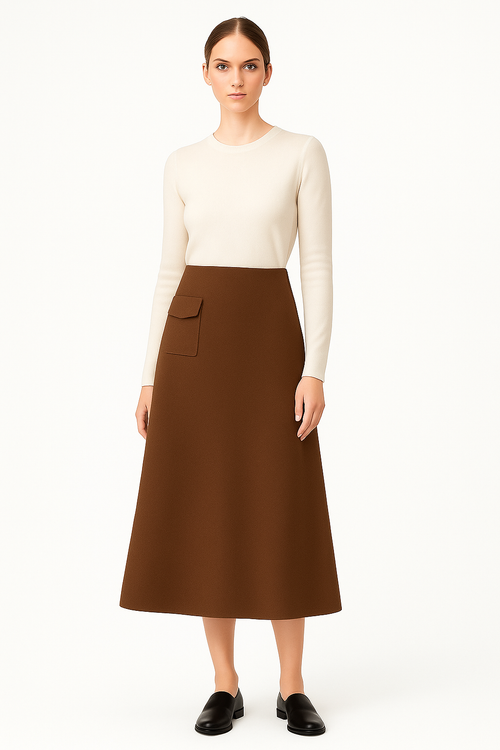 Cashmere midi skirt